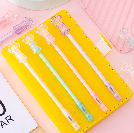 Bút Mực gel Hình Chân Mèo Pha Lê Trong Suốt