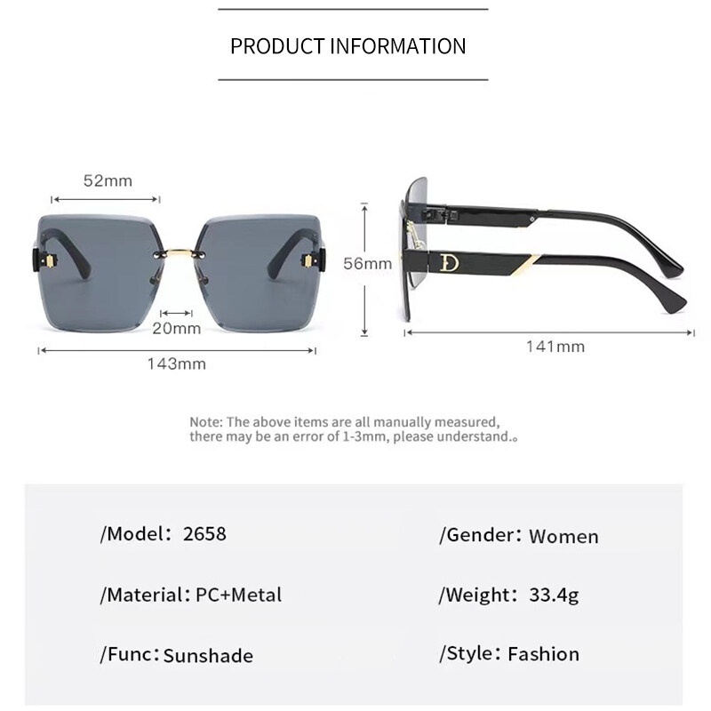 Kính Chống Nắng PTQ Không Viền Họa Tiết Chữ D Phong Cách Thời Trang 2022