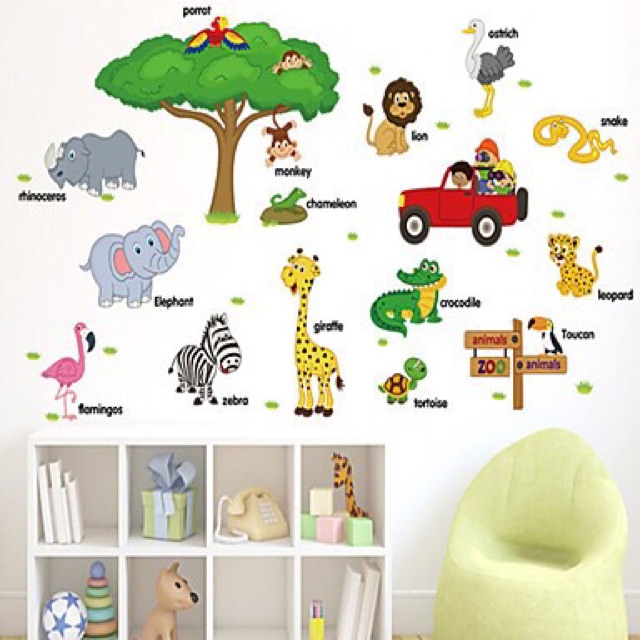 Decal dán tường hình thú tiếng anh DC01