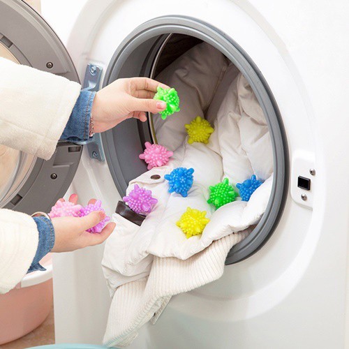 Bóng giặt 💥 Quả cầu gai viên giặt làm thẳng quần áo chống nhăn làm mềm vải cao su thông minh hỗ trợ máy giặt