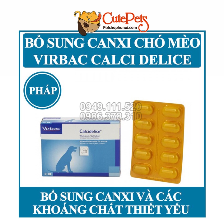 [Mã 154FMCGSALE giảm 8% đơn 500K] Canxi cho chó mèo, Canxi Pháp Calci-Delice Virbac - Phụ kiện thú cưng Hà Nội