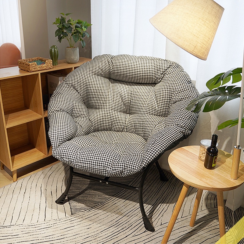 Ghế sofa đơn thư giãn dáng lười đệm bông sọc caro, ghế đọc sách, làm việc, nằm thư giãn massage gấp gọn bibi shop