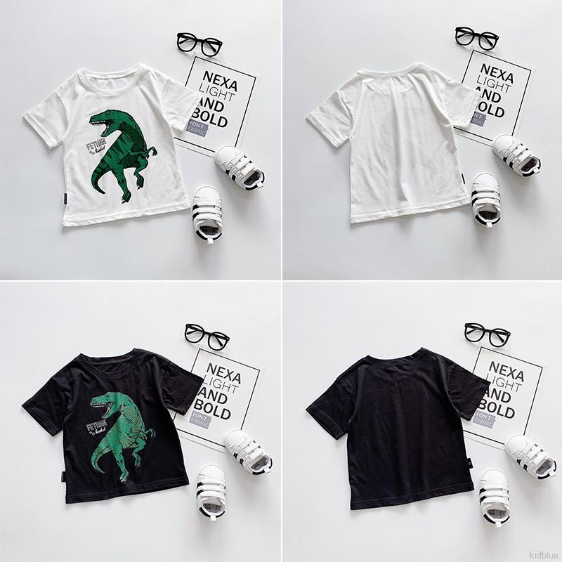 Áo Thun Tay Ngắn In Hình Khủng Long Dễ Thương Cho Bé Trai