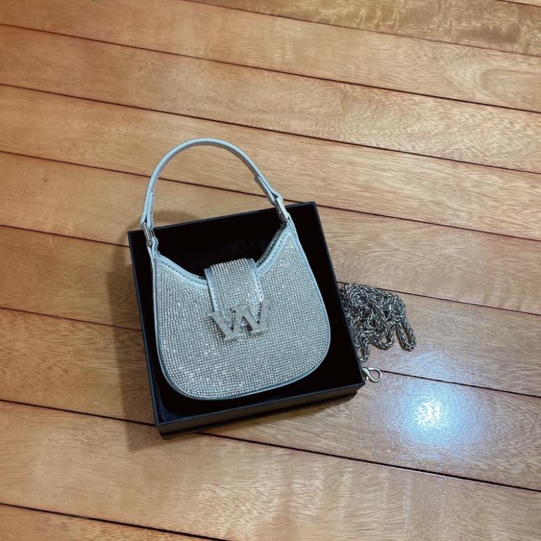 Túi kẹp nách WANG khoá W đá size mini và size 22 fullbox siêu sang hàng QC cao cấp