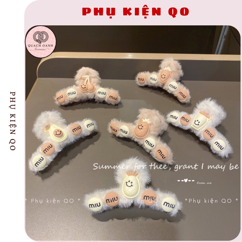 Kẹp tóc dễ thương , phụ kiện tóc siêu xinh phối lông họa tiết siêu đáng yêu - Phụ Kiện QO KEP56