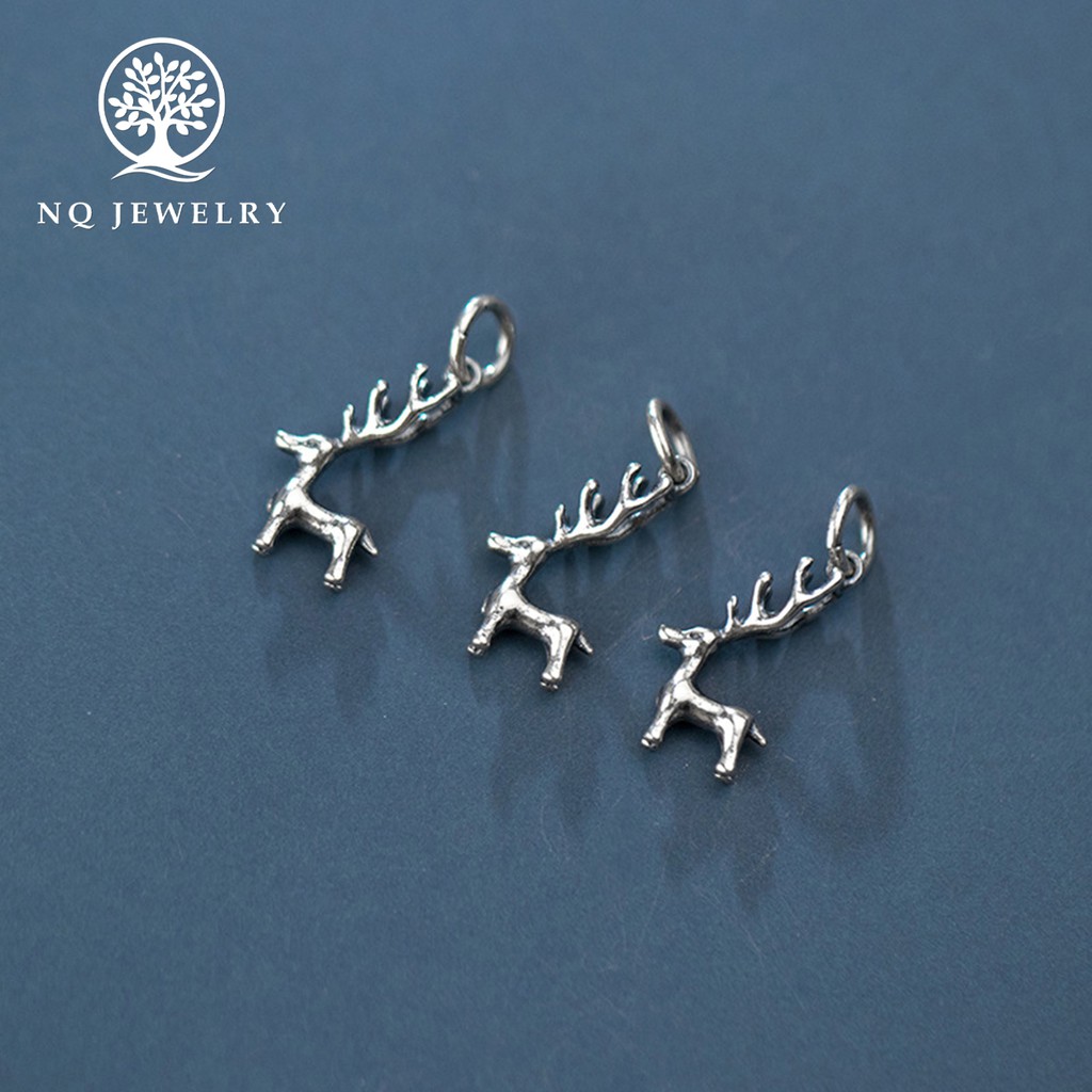 Charm bạc con hươu sừng dài treo - NQ Jewelry