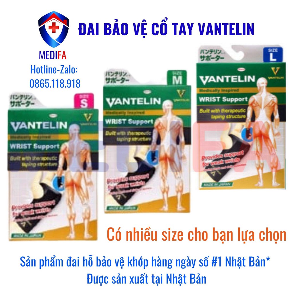 Đai Bảo Vệ Cổ Tay Vantelin - Chính Hãng Nhật Bản - Được Chuyên Gia Khuyên Dùng - Bảo Vệ Khớp Cổ Tay Tối Đa