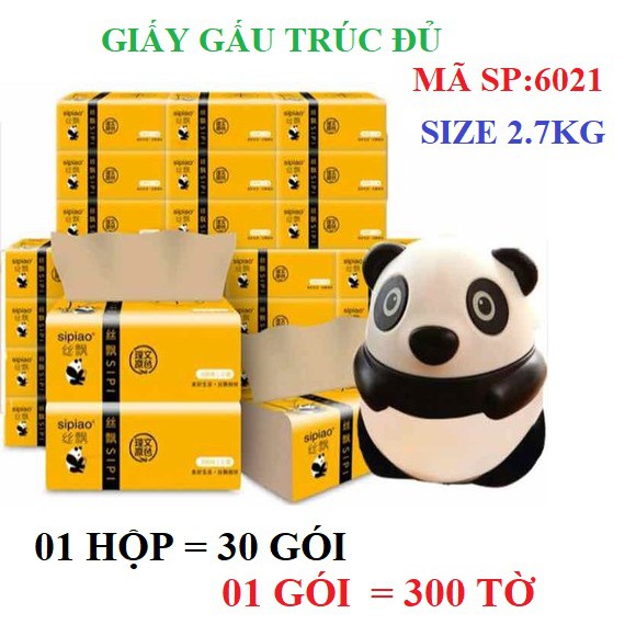 THÙNG 30 GÓI GIẤY ĂN GẤU TRÚC SIPIAO 6021/ GIẤY TRÚC THIÊN NHIÊN YCOOL