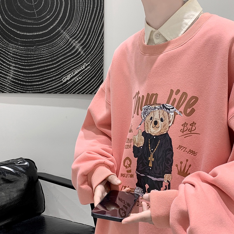 Áo Sweater Nỉ Bông Nam Nữ Unisex Form Rộng In Hình Gấu ThugLife Cá Tính