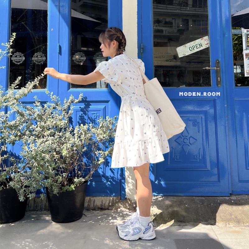 Đầm nơ eo cherry dress