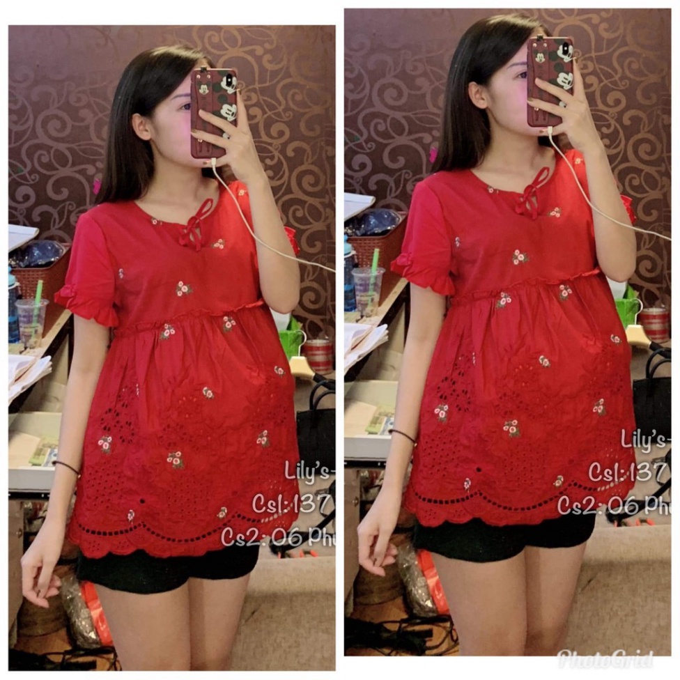 Áo bầu đũi chuẩn đẹp (4màu) ảnh thật-áo bầu công sở thêu chân hàng chuẩn loại 1 - Tổng kho váy bầu
