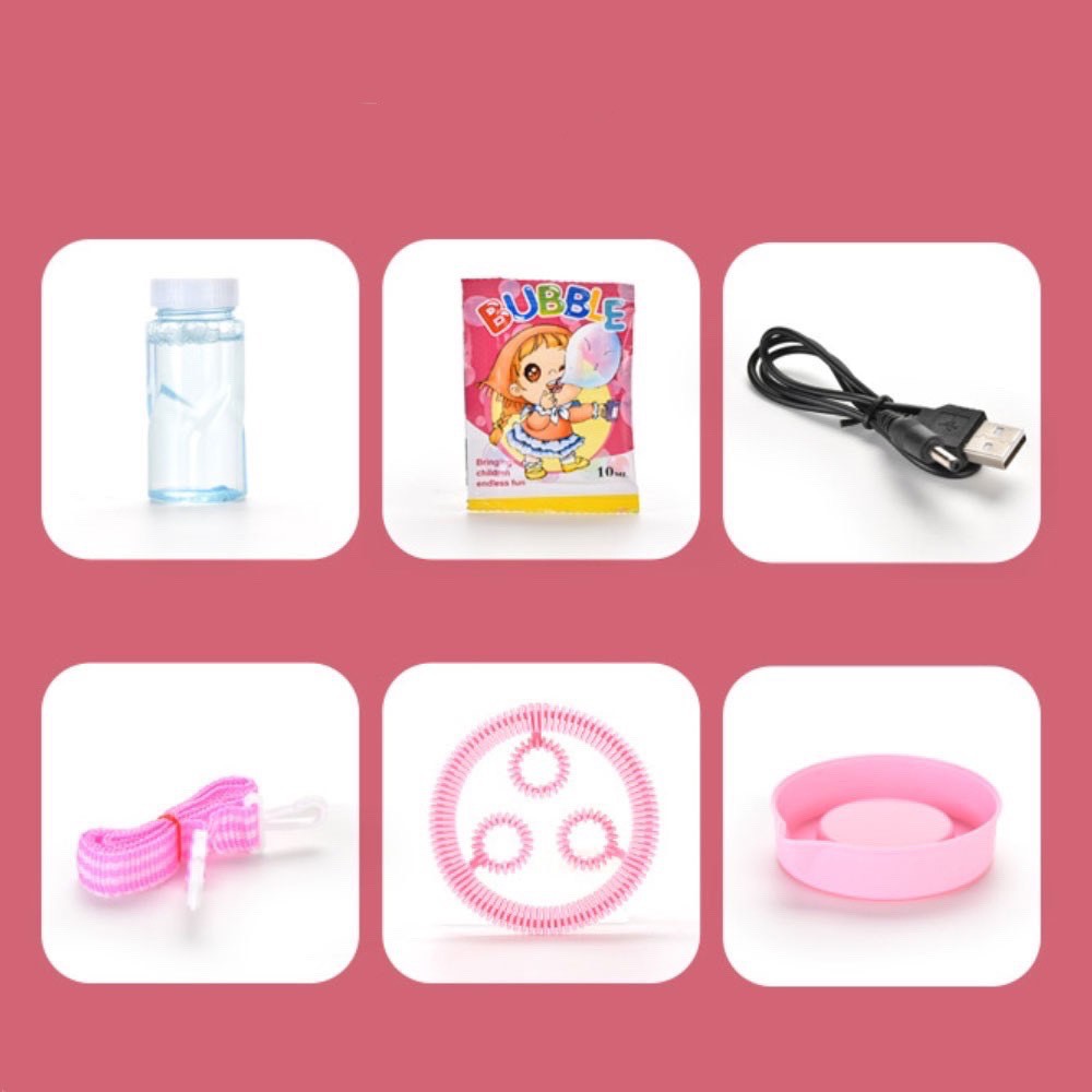 Đồ chơi máy ảnh thổi bong bóng kèm sạc usb [ babyboo]