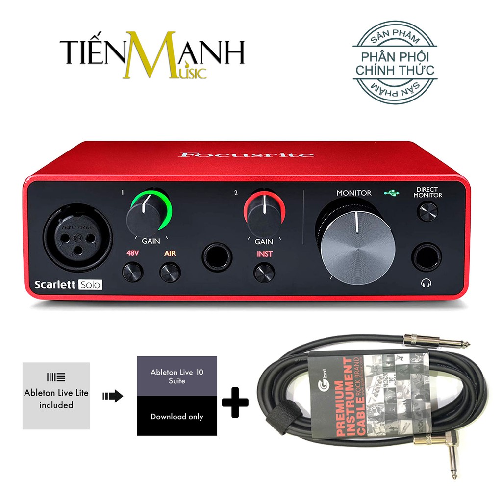 [Tặng Cable 3m] Focusrite Scarlett Solo Gen 3 Sound Card Âm Thanh - Focus USB Audio SoundCard (3rd - Gen3)