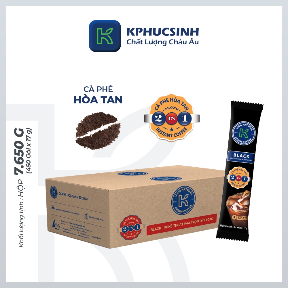 Cà Phê Đen Hòa Tan Thơm Ngon Số 1 Việt Nam K Black 2In1 Thương Hiệu K Coffee - Hàng Chính Hãng