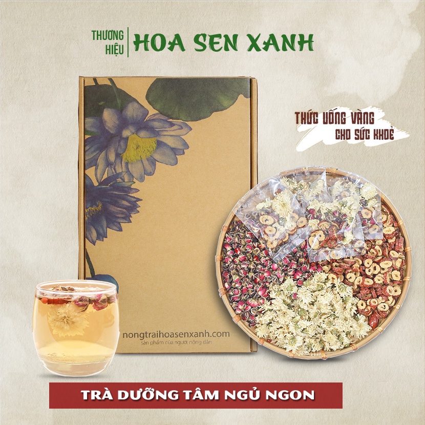 Trà dưỡng tâm Hoa sen xanh , An thần ngủ ngon set trà hoa chống lão hóa đẹp da