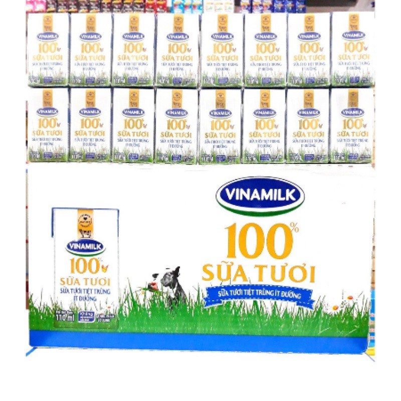 Thùng 48 hộp sữa bò 100% có đường/ít đường Vinamilk 110ml