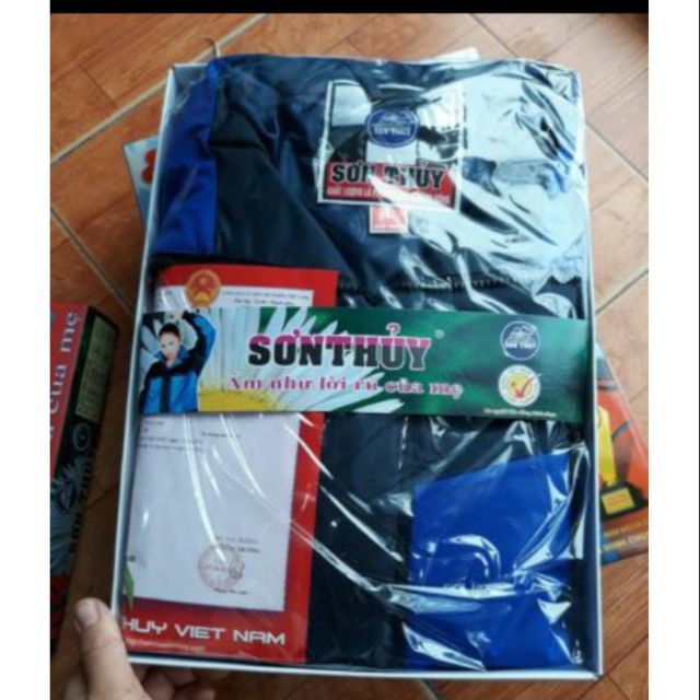 BỘ ÁO MƯA SƠN THỦY 2 LỚP K4 - Áo mưa may bằng vải tráng nhựa PVC