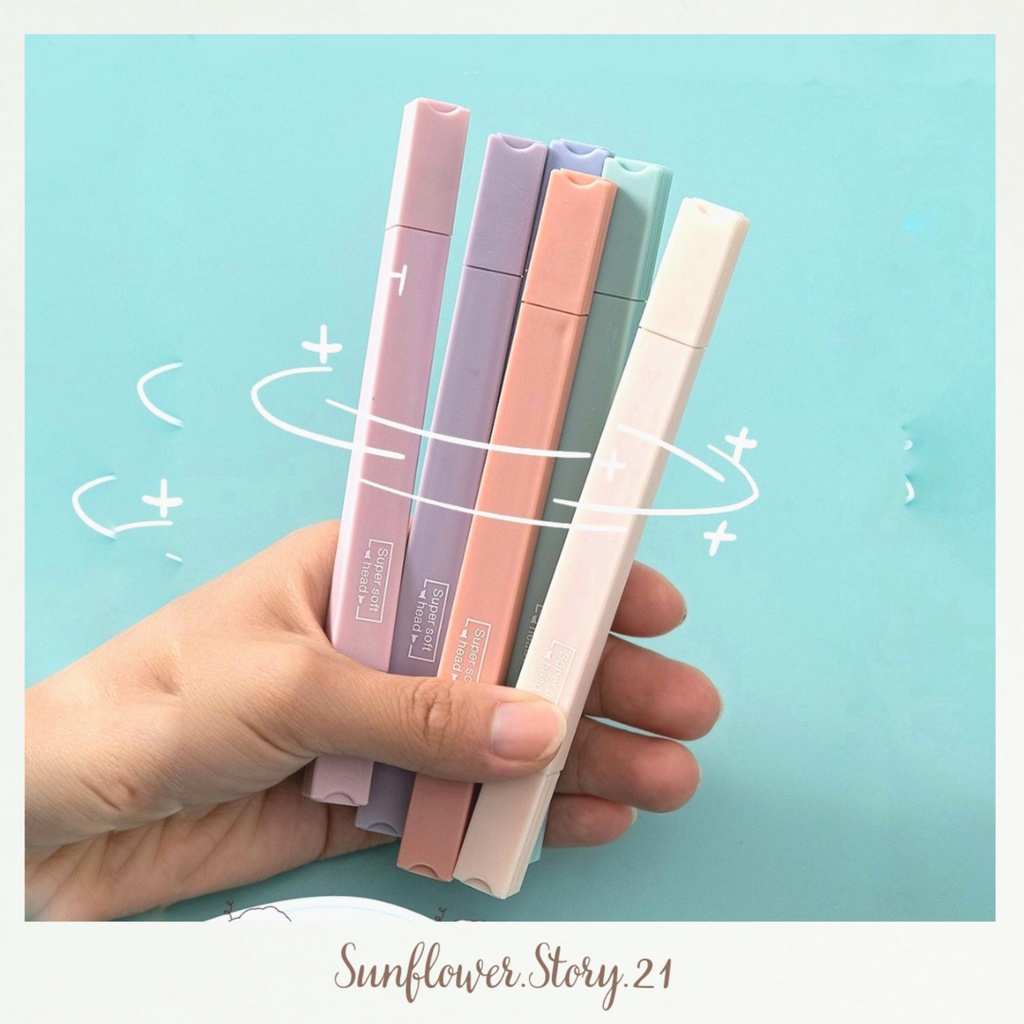 [FREESHIP 50K] Bút đánh dấu highligh 6 màu pastel 2 đầu trang trí sổ bullet journal thiết kế sáng tạo