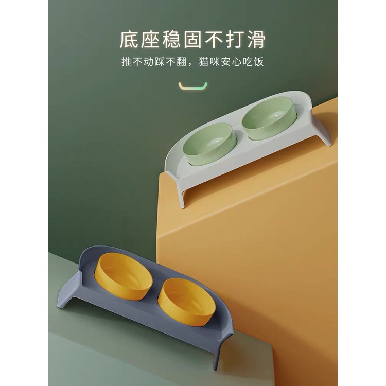 Bát ăn sứ kèm kệ chống gù cho chó mèo chất liệu cao cấp