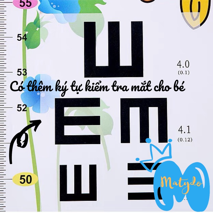 Thước đo chiều cao dán tường MATYDO cho bé nhiều hình dễ thương bền đẹp
