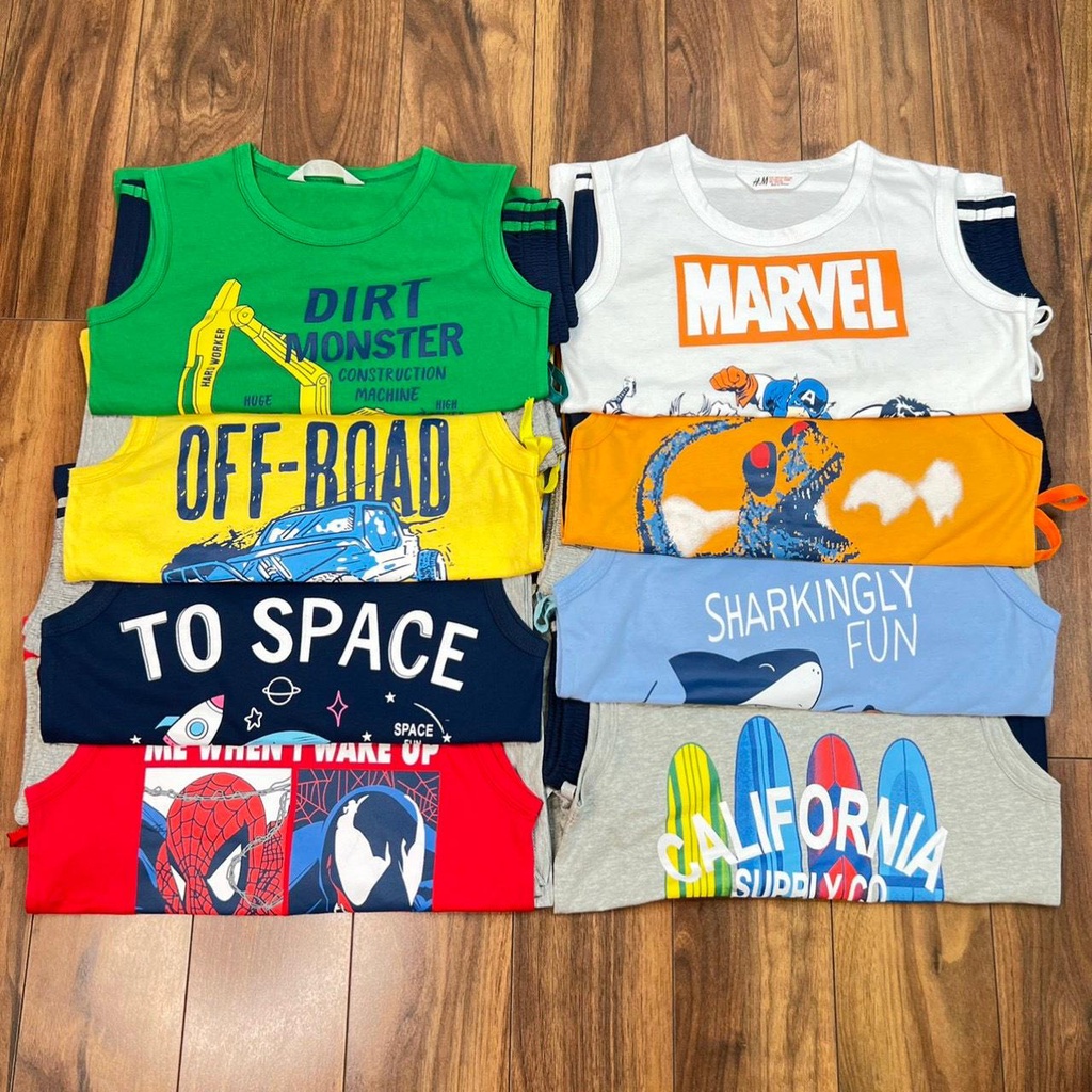 Bộ Bé Trai sát nách ba lỗ 17-42kg H-M , GAP chất cotton mềm size đại