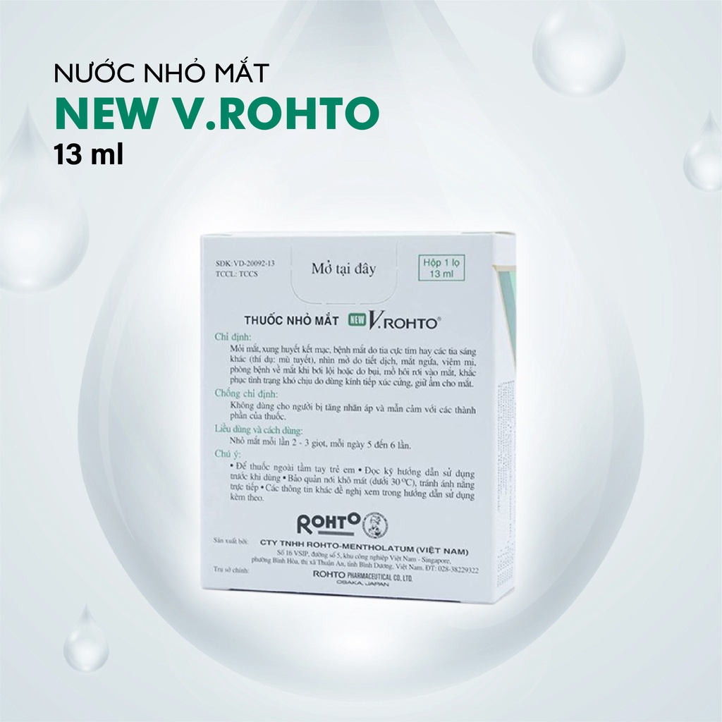 Nhỏ mắt NEW V.ROHTO lọ 13ml - Giữ ẩm cho mắt