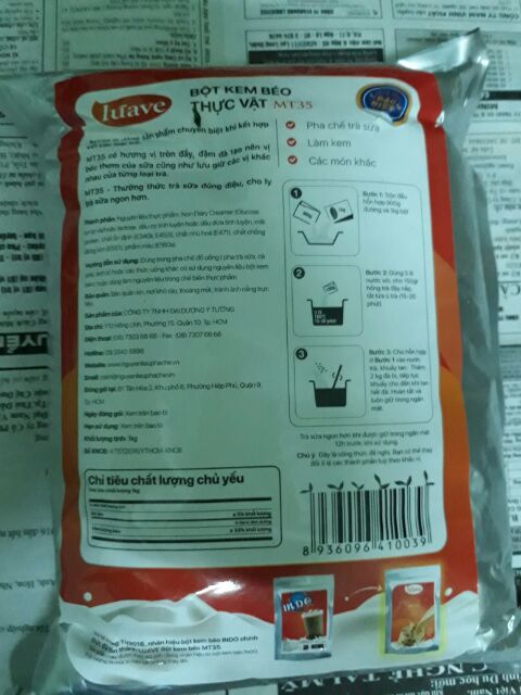 1kg bột kem béo thực vật Luave MT35 -  Indo Kievit Vana Blanca 1kg / gói - pha trà sữa