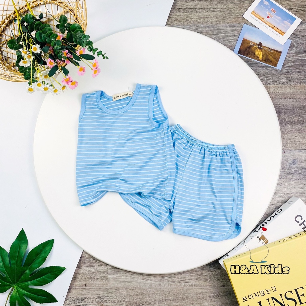Bộ quần áo ba lỗ cho bé trai bé gái kẻ sọc ngang, thun lạnh.  Cả bộ quần áo. Bé 9-32kg . MMBL16 Shop-Mẹ-Rùa