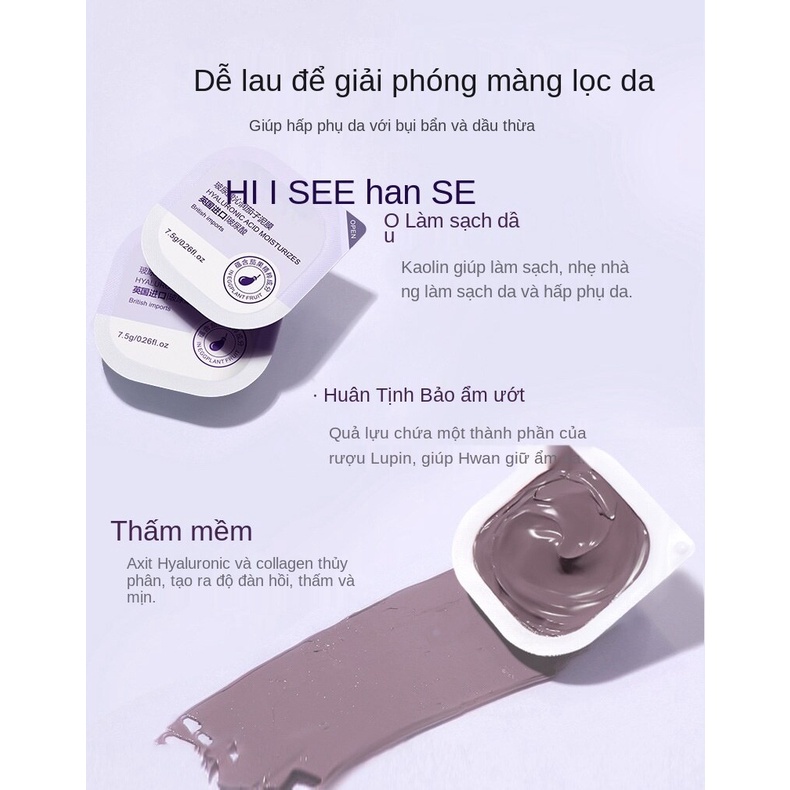 [Hàng mới về] 8 Mặt nạ đất sét HIISEES Axit Hyaluronic chiết xuất cà tím dưỡng ẩm làm sạch nhẹ nhàng lỗ chân lông 7.5g
