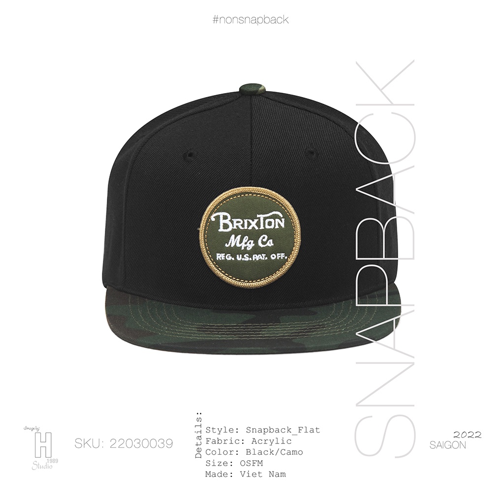 Mũ snapback thời trang nam cao cấp logo tròn màu đen camo hàng chất lượng tiêu chuẩn xuất khẩu khóa gài bấm free size