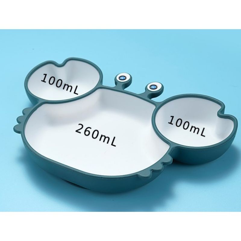khay ăn dặm siliconkhay ăn dặm  hình cua đang yêu,khay cà rốt dể thương có đế chống đổ  cho bé,chất liệu an toàn