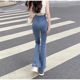 QUẦN JEANS ỐNG LOE CẠP CAO EO ĐÀN HỒI NỮ
