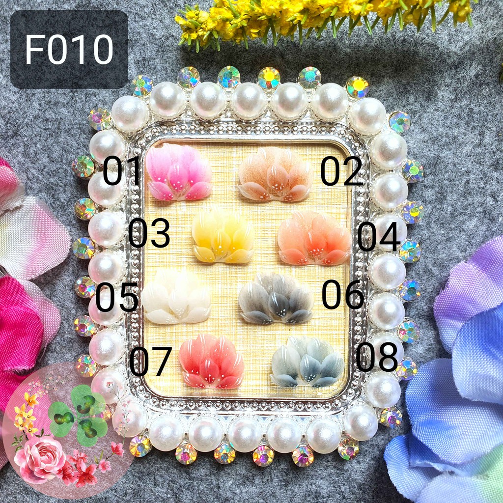 Hoa nail - Mẫu: F010 . Hoa bột in Ẩn chân in đính móng siêu xinh.