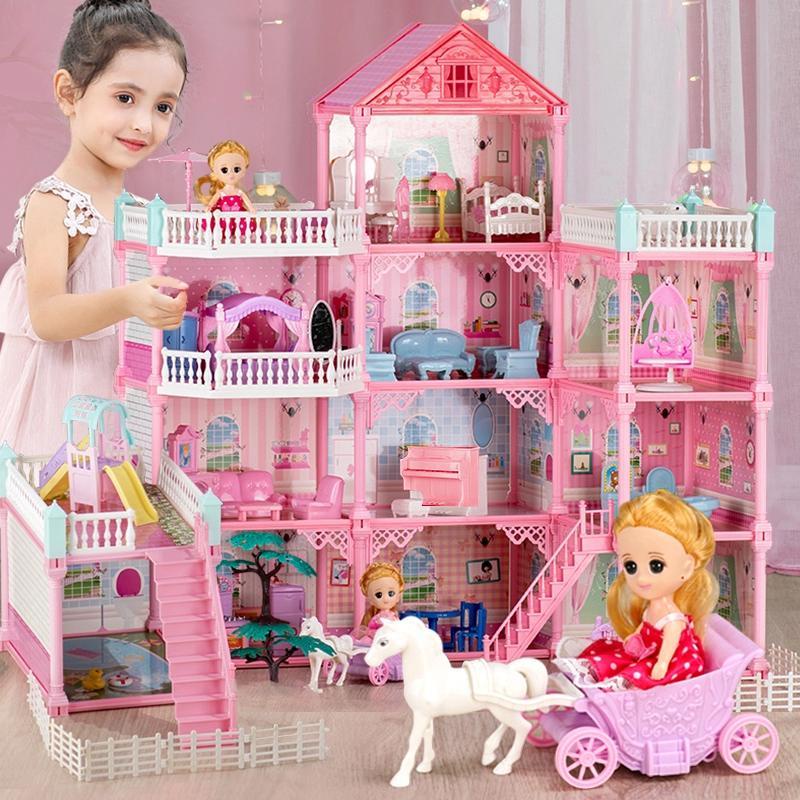 ✴✁Barbie biệt thự set cô gái nhỏ đồ chơi trẻ em lâu đài biệt thự nhà công chúa quà tặng sinh nhật chơi nhà