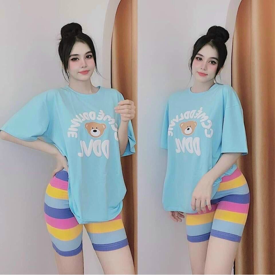 Bộ Dài Sắc Màu Áo Form Rộng, Quần Cầu Vồng Siêu Hot CHo Nữ Mặc Đi Chơi, Mặc Nhà, Mặc Ngủ
