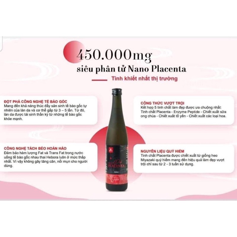 Collagen Hebora Placenta Nhật Bản  Nước Uống Tế Bào Gốc Nhau Thai Heo 450.000mg