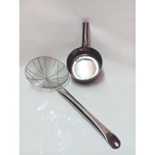 Combo 1 vợt vòng 24cm cán inox+1 ca inox.