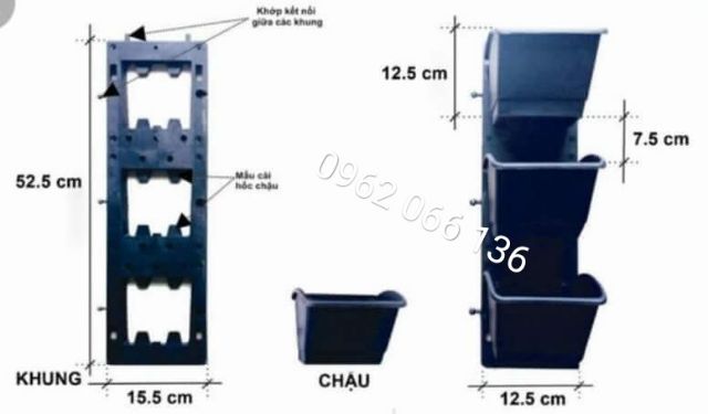 Combo 24 chậu treo tường đứng