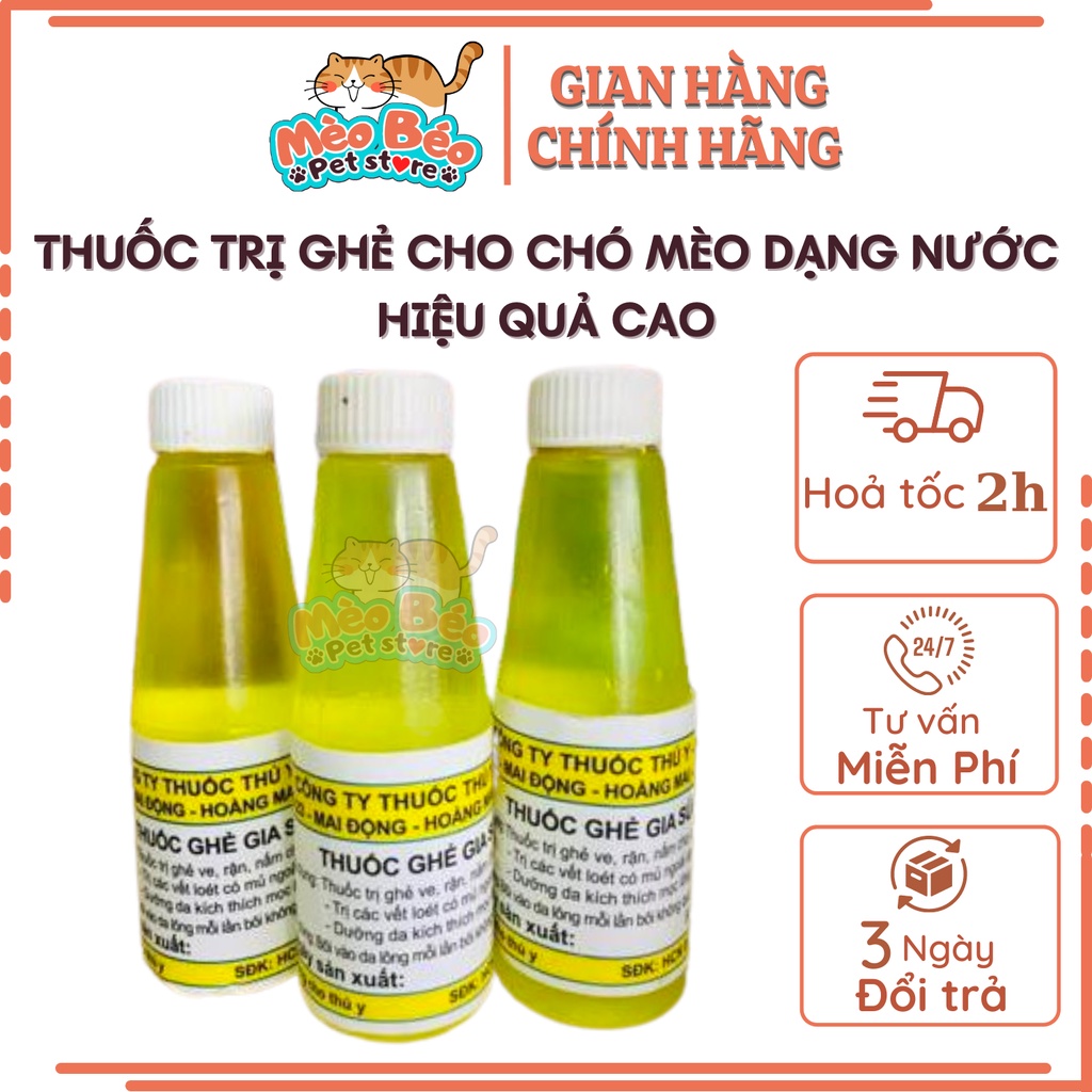 Dung dịch bôi ghẻ, ve, rận, nấm chó mèo hiệu quả