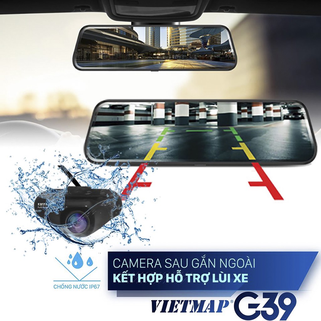 VIETMAP G39 - Thẻ 32GB - Camera Hành Trình Ô Tô Màn Hình Gương Tràn Viền - Hàng Chính Hãng