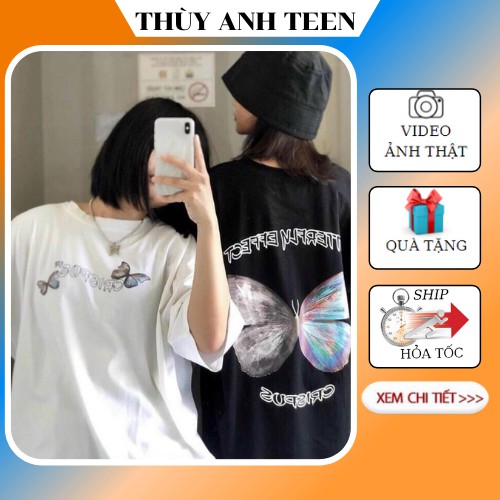 Áo thun tay lỡ form thụng Unisex, Áo phông phong cách Ulzzang in hình bướm CRISPUS