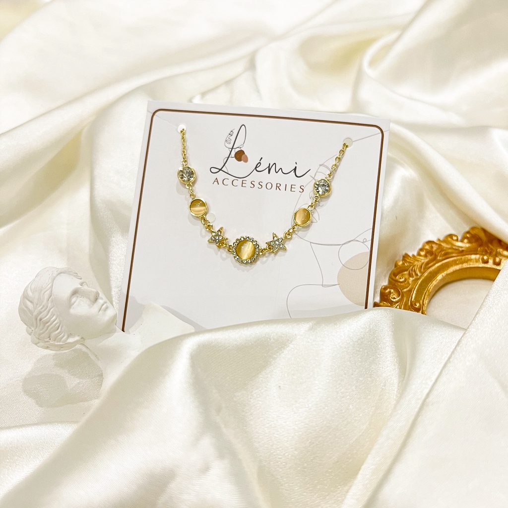 Lắc Tay Nữ Ngôi Sao Đính Đá Zircon Vòng Tay Hình Bông Hoa Gắn Đá Phong Cách Hàn Quốc, Lemi Accessories
