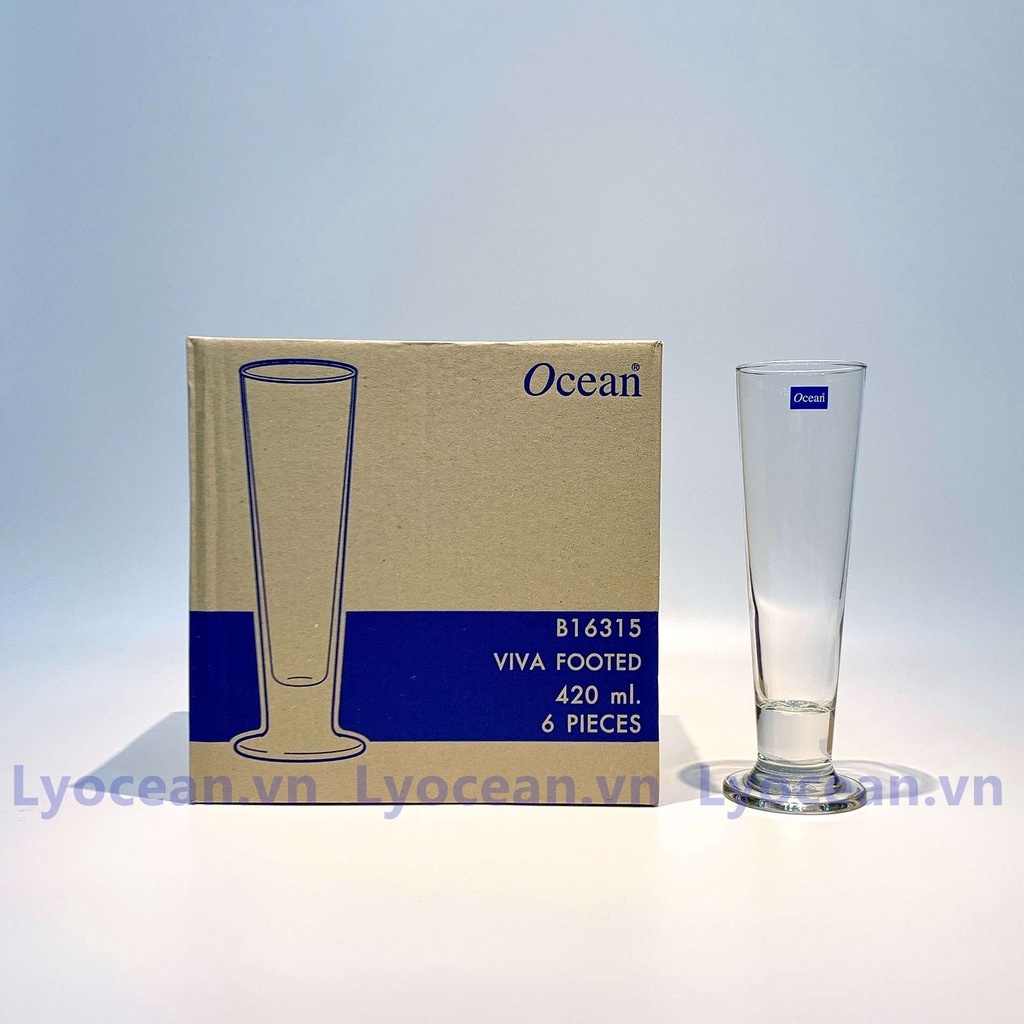 BỘ 6 CỐC THỦY TINH VIVA FOOTED OCEAN THÁI LAN - 420ML