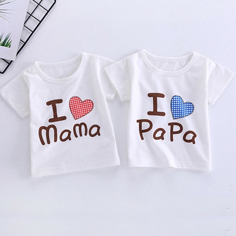 Áo thun cộc tay i love mama,i love papa cho bé yêu