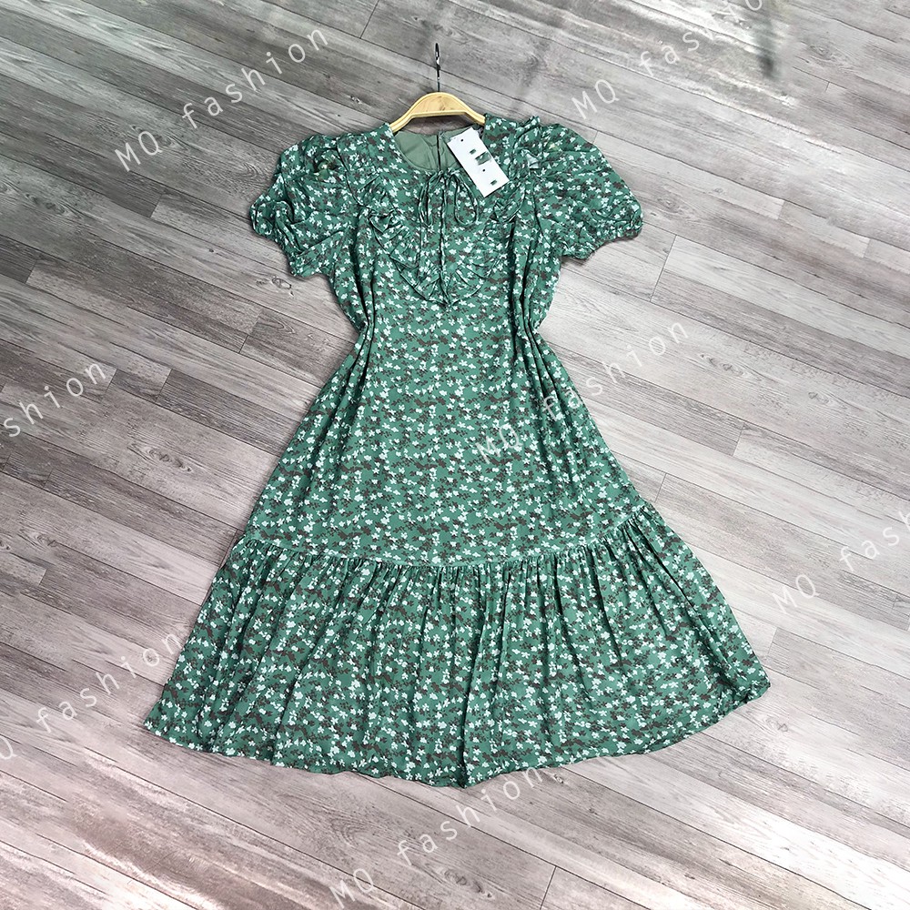 Váy hoa đuôi cá ngắn tay MQ CLOTHING đầm thiết kế bèo ngực dáng dài nữ tính, điệu đà | BigBuy360 - bigbuy360.vn