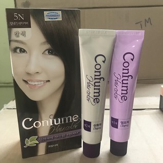 Nhuộm tóc phủ bạc thời trang màu  nâu  đen  (Hàn Quốc) Welcos confume hair color 3N  2 x 60g