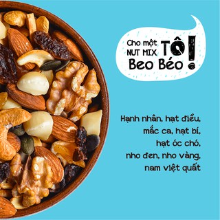 240g Nut Mix - [TÔ] Beo Béo - Hạnh nhân, hạt điều, nho đen, hạt bí, mắc ca, hạt óc chó, nho vàng, nam việt quất