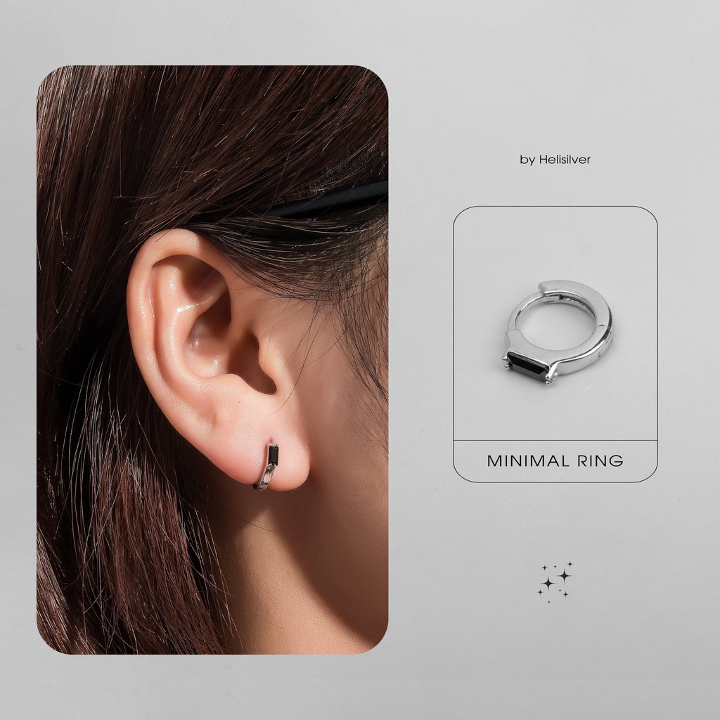 Khuyên tai bạc nam, nữ HeliSilver Minimal 8mm Ring KTB139