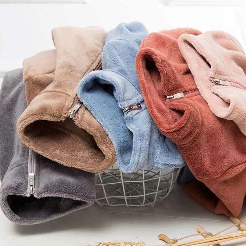 Áo khoác sweater lông cừu ấm áp thoải mái phối khóa kéo đáng yêu cho bé