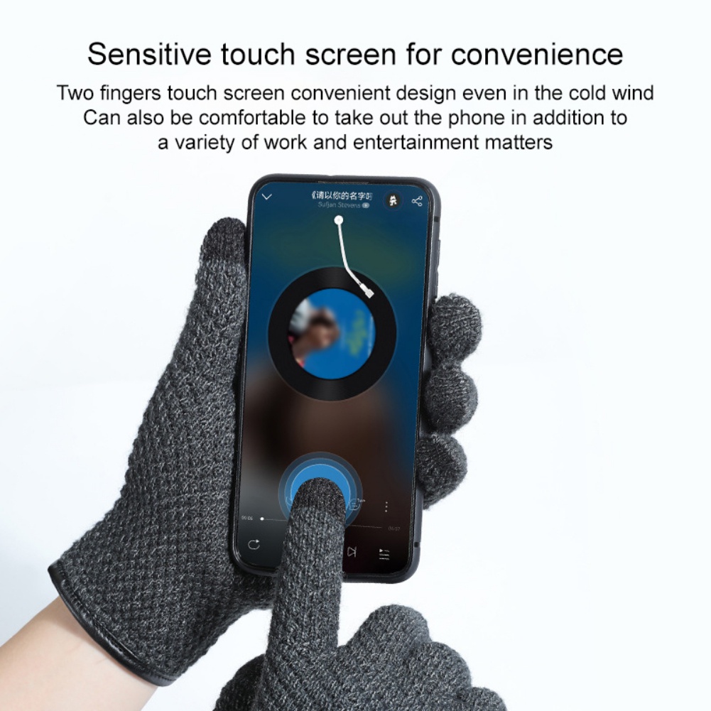 Găng Tay Dệt Kim Giữ Ấm Chống Trượt Có Thể Chạm Màn Hình Cảm Ứng